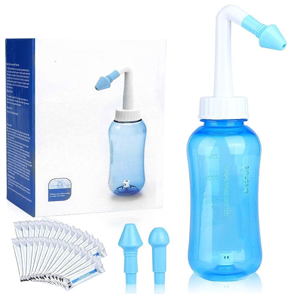 HANNEA 300 ML Neti Pots for Sinus Nose Wash Cleaner Pressure Rinse Nasal Irrigation BPA Free with 30 Nasal Wash Salt Packets and Sticker Jal Neti For Adults Children Nose Care HANNEA 300 ML Neti Pots for Sinus Nose Wash Cleaner Pressure Rinse Nasal Irrigation BPA Free with 30 Nasal Wash Salt Packets and Sticker Jal Neti For Adults Children Nose Care
